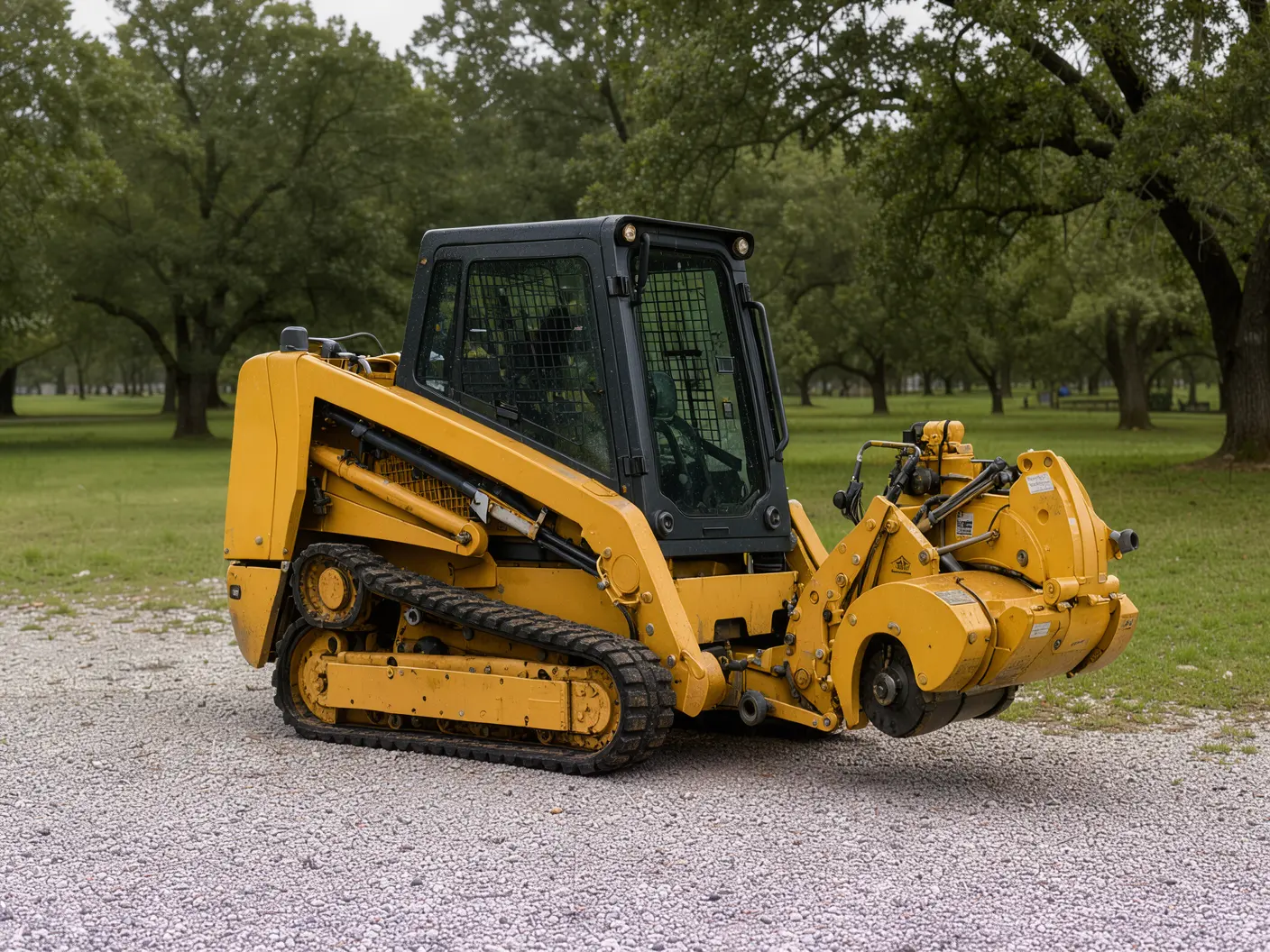 Tracked skid steer with a forestry mulching head, skid steer mulcher, $2,800 a day
